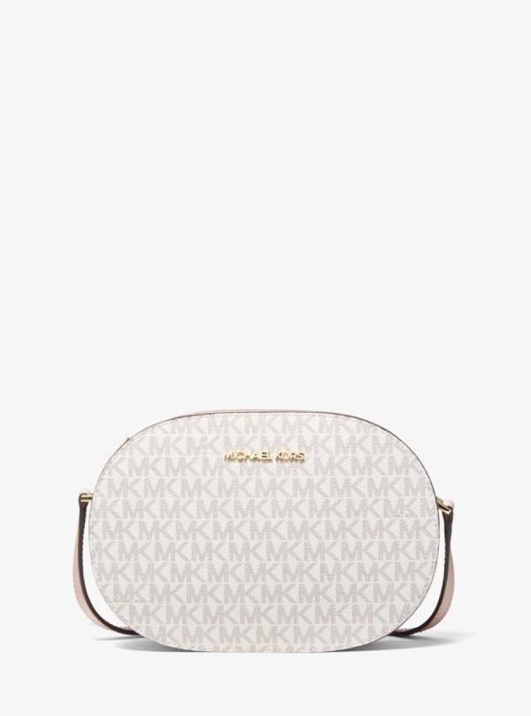 Damske Spojková Taška Michael Kors Jet Set Travel Medium Logo Ruzove Biele - Kabelky Michael Kors Sleva | ASVGD-4092
